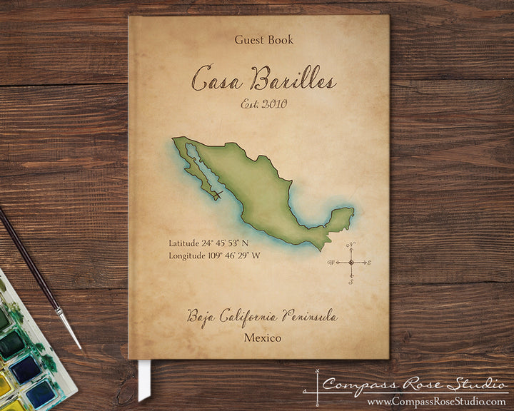 Watercolor Map Guest Book