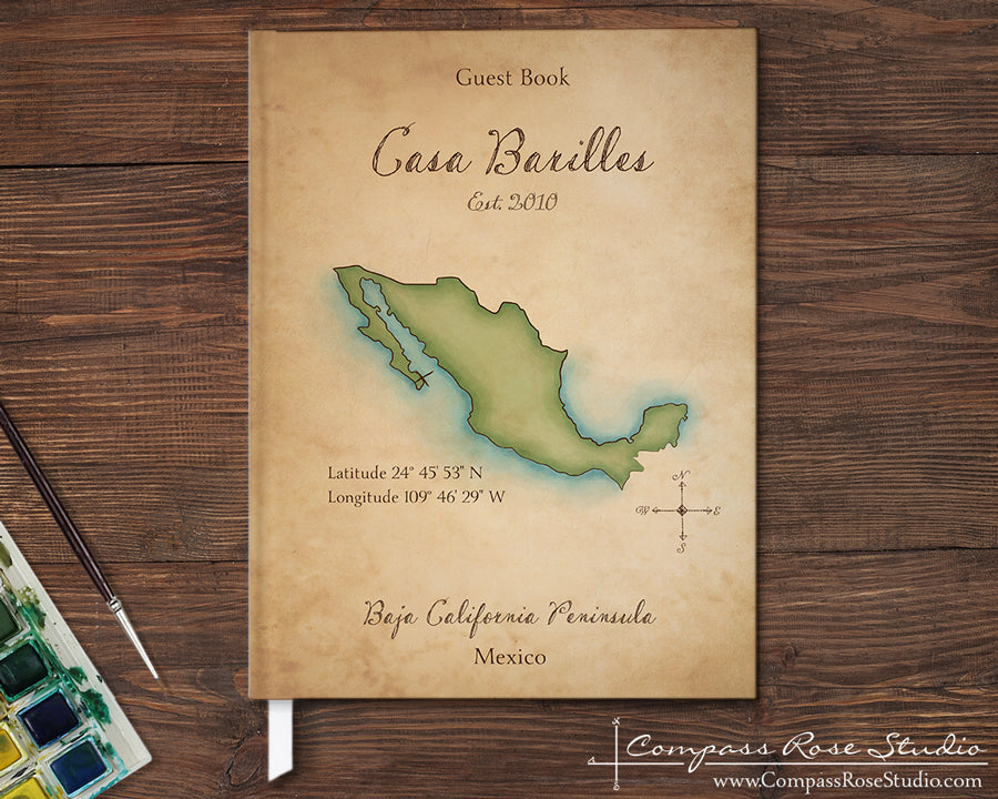 Watercolor Map Guest Book