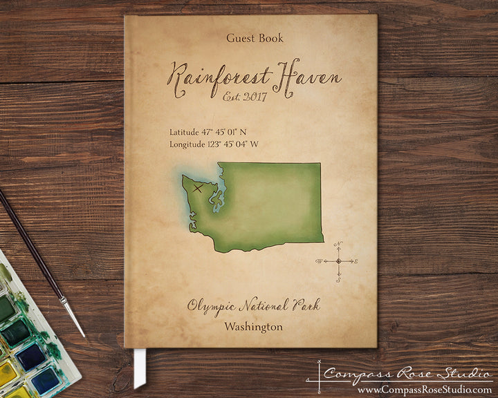 Watercolor Map Guest Book