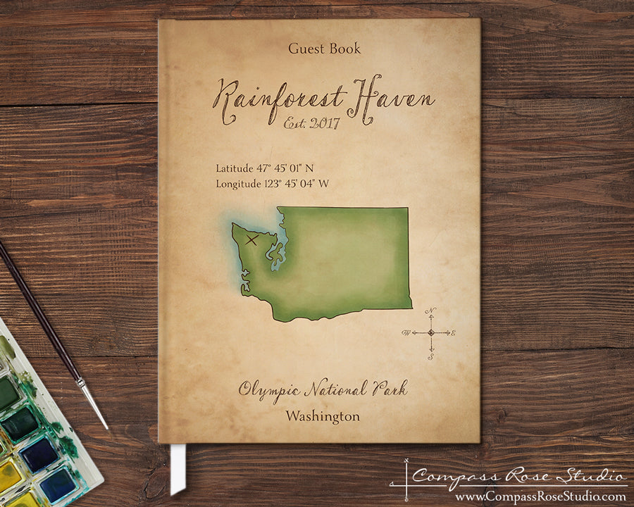 Watercolor Map Guest Book