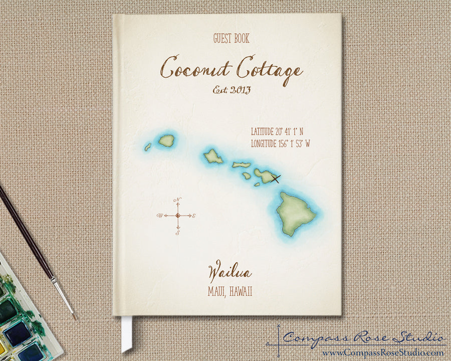 Watercolor Map Guest Book
