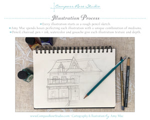 House Illustration Guest Book & Art Print