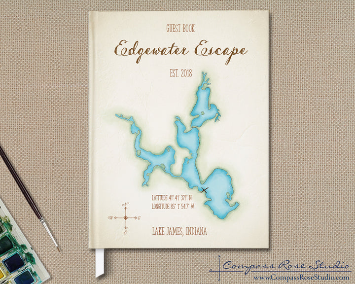 Watercolor Map Guest Book