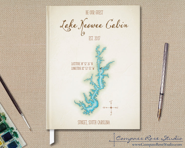 Complex Lake Watercolor Map Guest Book
