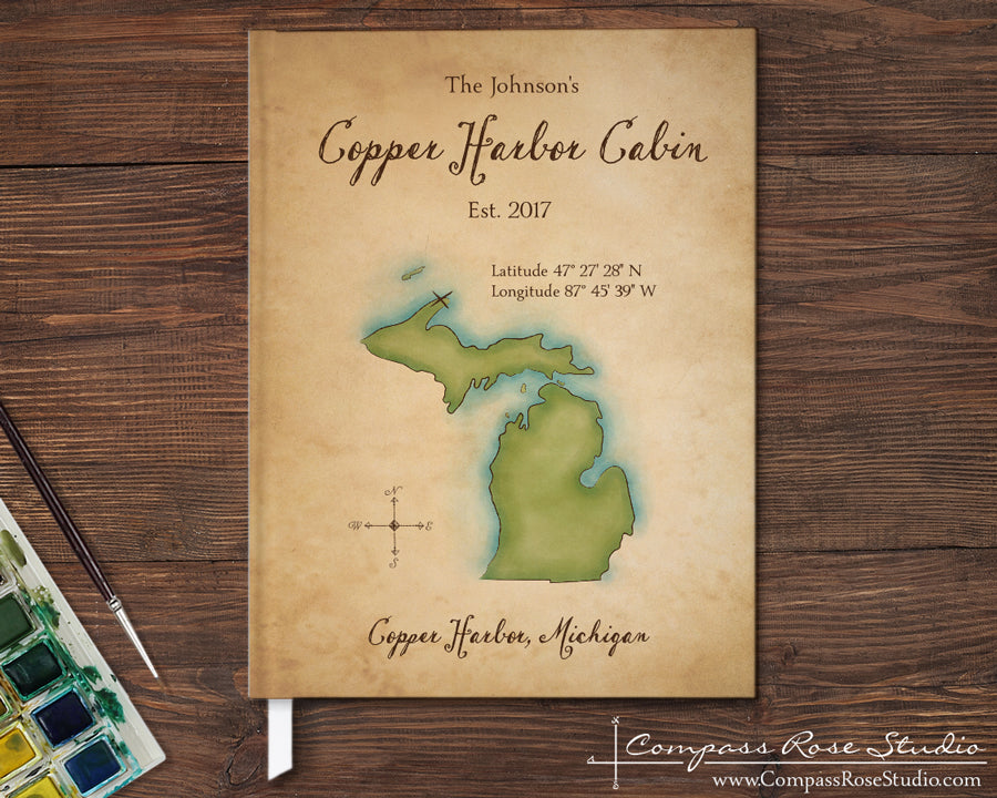 Watercolor Map Guest Book
