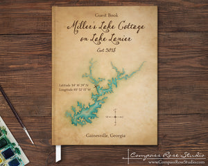 Complex Lake Watercolor Map Guest Book