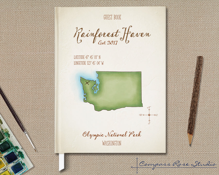 Watercolor Map Guest Book