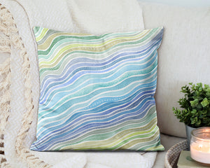 Watercolor Waves Pillow Cover