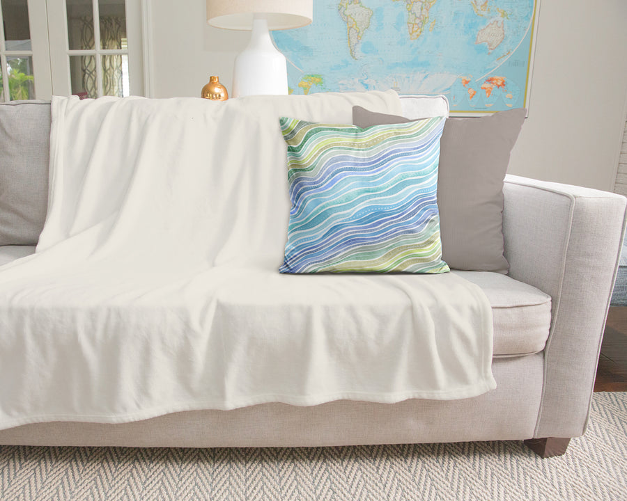 Watercolor Waves Pillow Cover