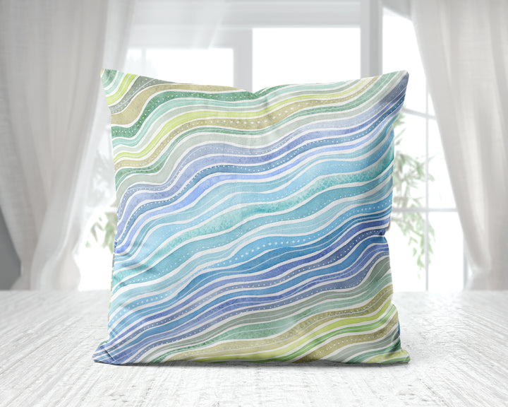 Watercolor Waves Pillow Cover